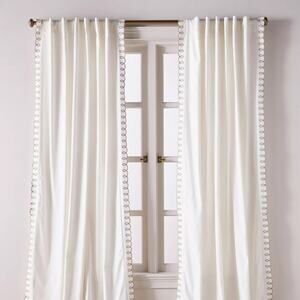 Anthropologie Maeve Embroidered Curtain Panels – Set of 2 – Taupe Cotton – NWT